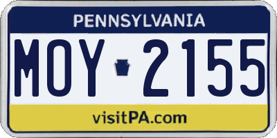 PA license plate MOY2155