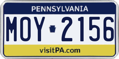PA license plate MOY2156