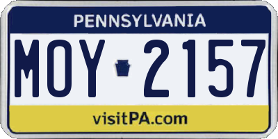 PA license plate MOY2157