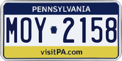 PA license plate MOY2158