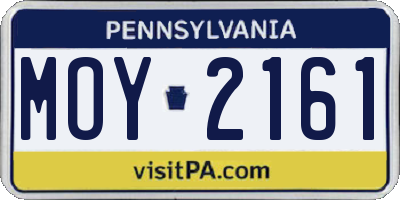 PA license plate MOY2161