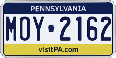 PA license plate MOY2162
