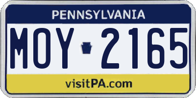PA license plate MOY2165