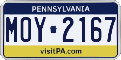 PA license plate MOY2167