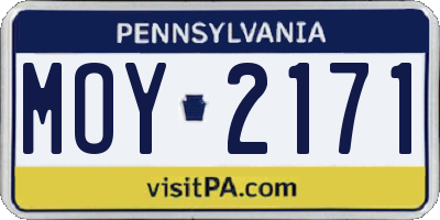 PA license plate MOY2171
