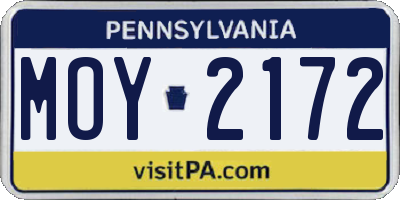 PA license plate MOY2172