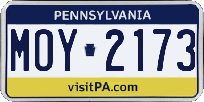 PA license plate MOY2173
