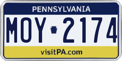 PA license plate MOY2174