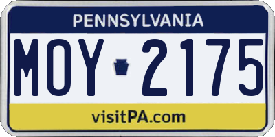 PA license plate MOY2175