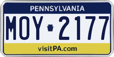 PA license plate MOY2177