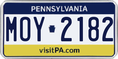 PA license plate MOY2182