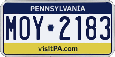 PA license plate MOY2183
