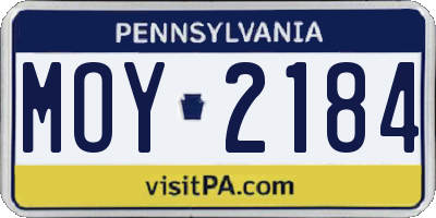 PA license plate MOY2184