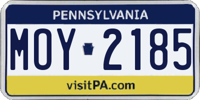 PA license plate MOY2185