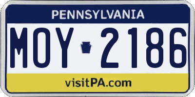PA license plate MOY2186