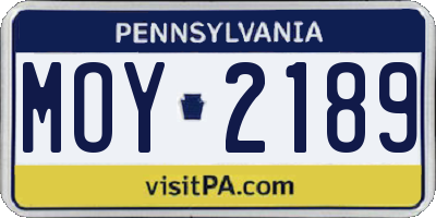 PA license plate MOY2189