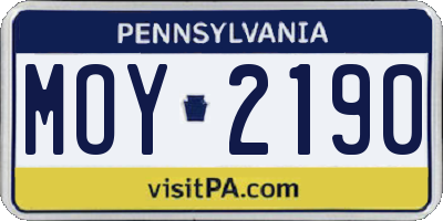 PA license plate MOY2190