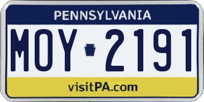 PA license plate MOY2191