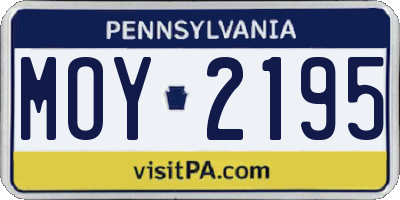 PA license plate MOY2195