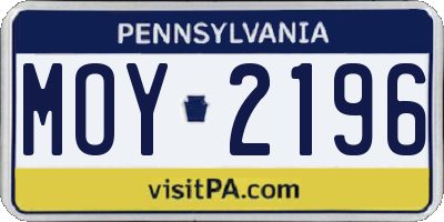 PA license plate MOY2196