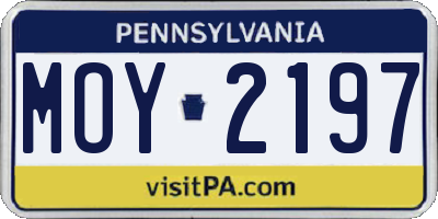 PA license plate MOY2197
