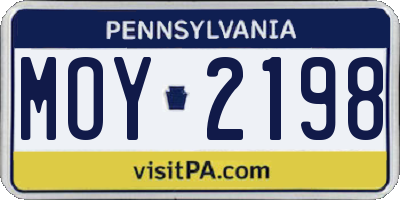 PA license plate MOY2198