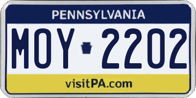 PA license plate MOY2202