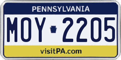 PA license plate MOY2205