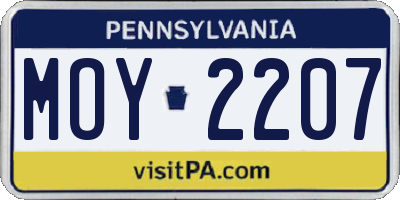 PA license plate MOY2207