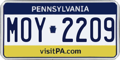 PA license plate MOY2209