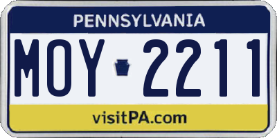 PA license plate MOY2211