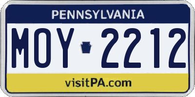 PA license plate MOY2212
