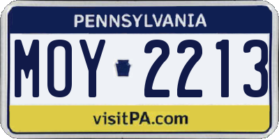 PA license plate MOY2213