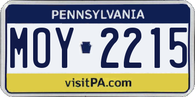 PA license plate MOY2215