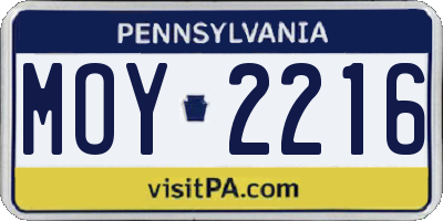 PA license plate MOY2216