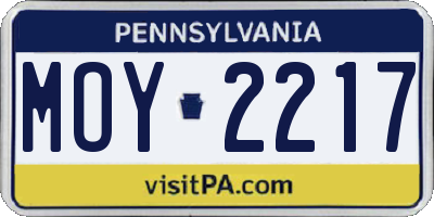 PA license plate MOY2217