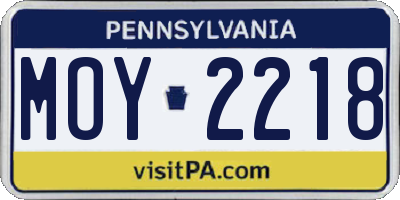 PA license plate MOY2218