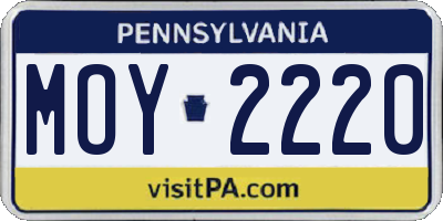 PA license plate MOY2220