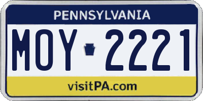 PA license plate MOY2221