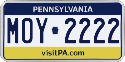 PA license plate MOY2222