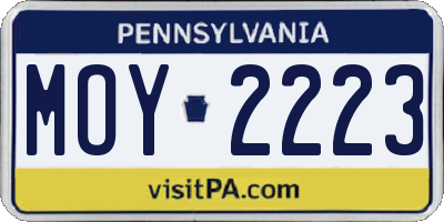 PA license plate MOY2223