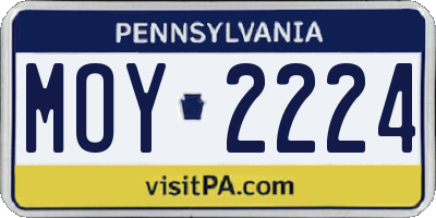 PA license plate MOY2224