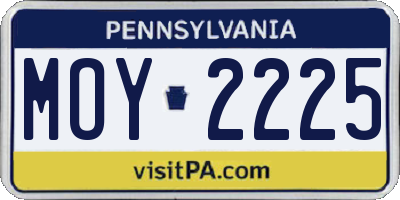 PA license plate MOY2225