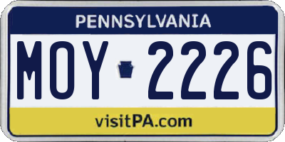 PA license plate MOY2226