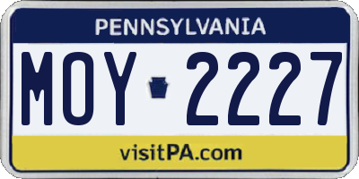 PA license plate MOY2227