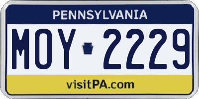 PA license plate MOY2229
