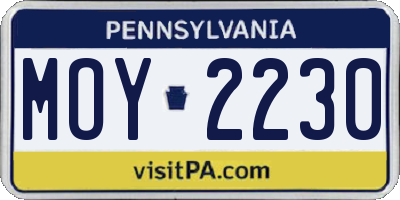 PA license plate MOY2230