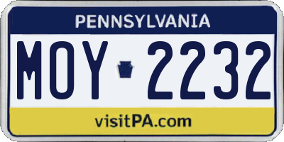 PA license plate MOY2232