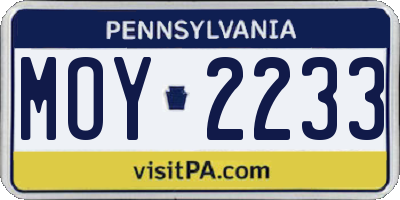 PA license plate MOY2233
