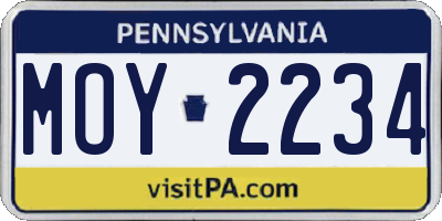 PA license plate MOY2234